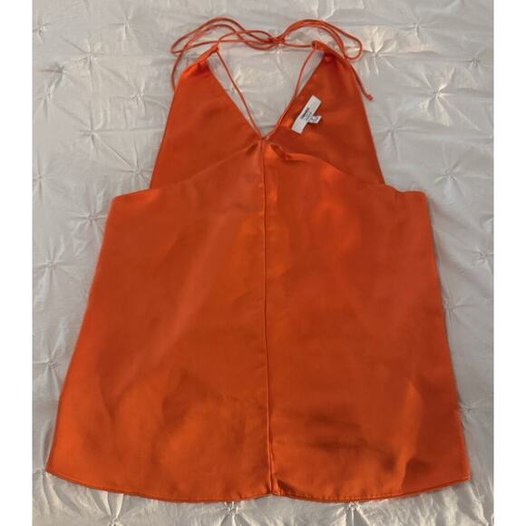 RTR Obando Collective Sz 6 Orange Skinny Strap Sleeveless Halter Satin Tank Top - Picture 1 of 5